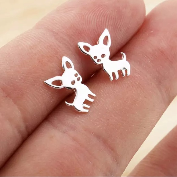 Stainless Steel Dog Stud Earrings - Picture 2 of 5